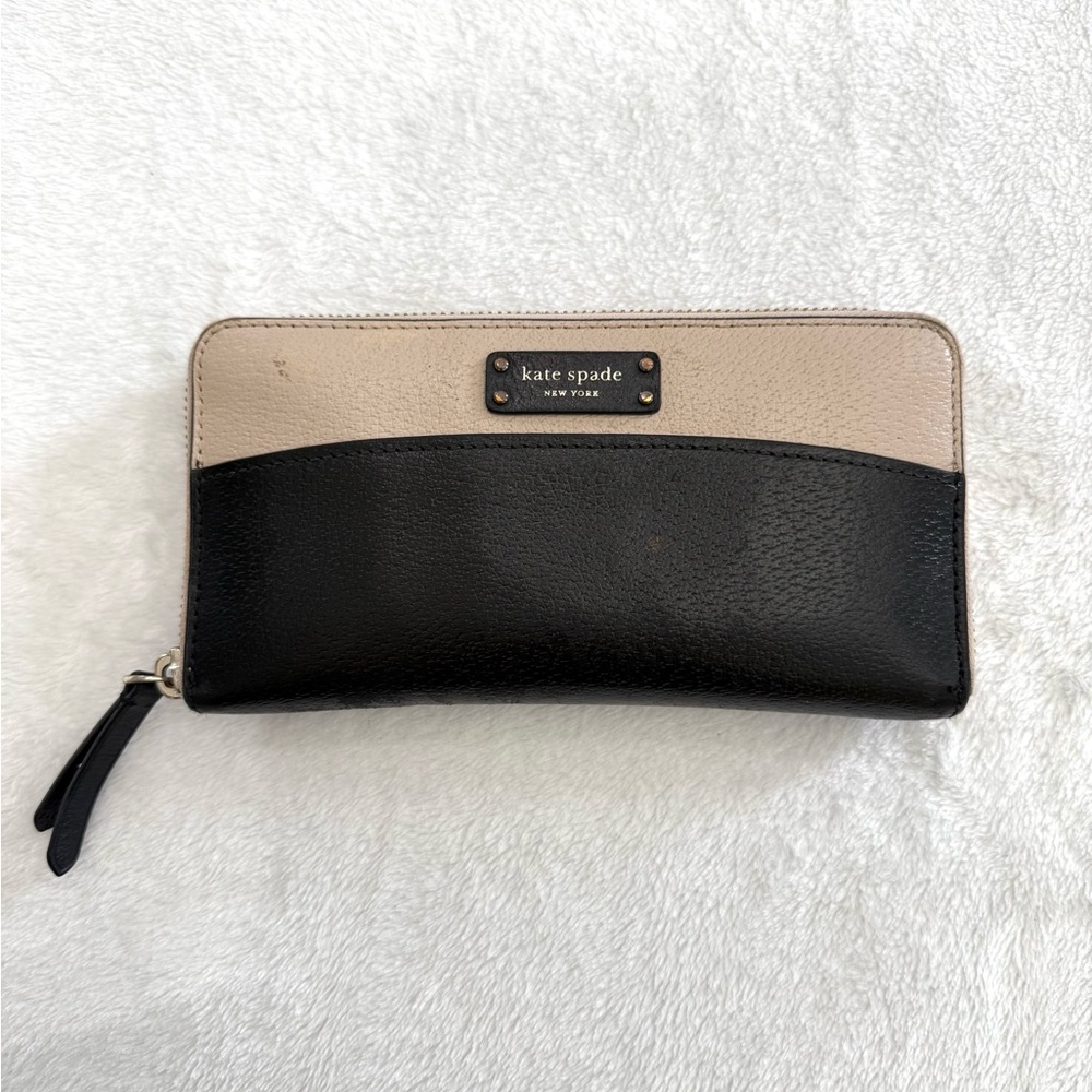 Kate Spade Large Madison Avenue Continental Black & Cream Leather Wallet